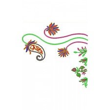 Emerging From Lake Lotus Grass & Flowers Border Embroidery Design 21667