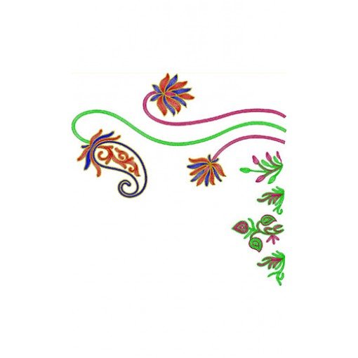 Emerging From Lake Lotus Grass & Flowers Border Embroidery Design 21667