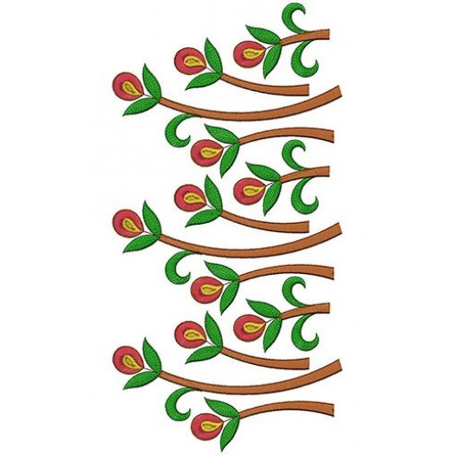 Unique Flower Tree Border Embroidery Design 21804