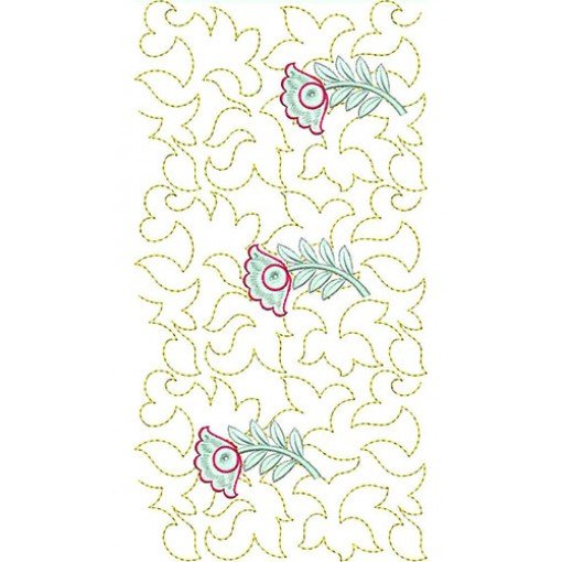 Continuous Quilt Square Stipple With Flower Border Embroidery Design 21812