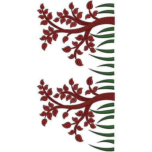 Tree Herbs Type Machine Border Embroidery Design 21959