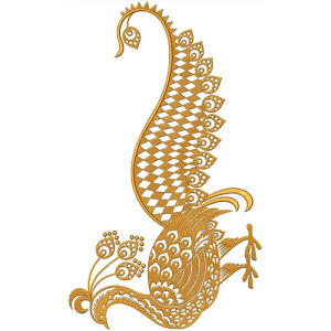 Luxury Gold Paisley Bird Embroidery Design
