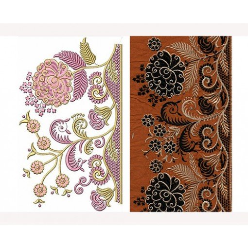 Fantasy Flowers Natural Big Border Embroidery Design 22667