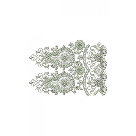Green Daisy Border Embroidery Design 22908