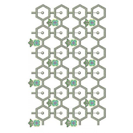 Hexagon Cross Stitch Border Embroidery Design 23117