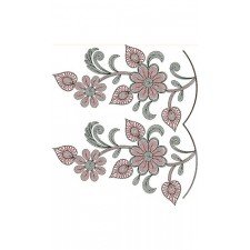 Beautiful Red Flowers Chain Stitch Border Design 23736