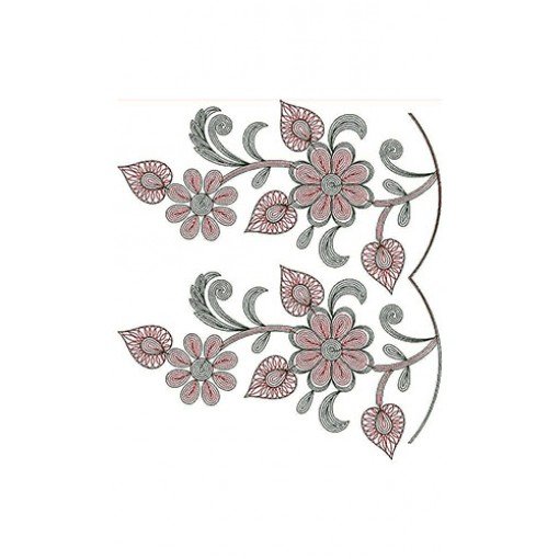 Beautiful Red Flowers Chain Stitch Border Design 23736