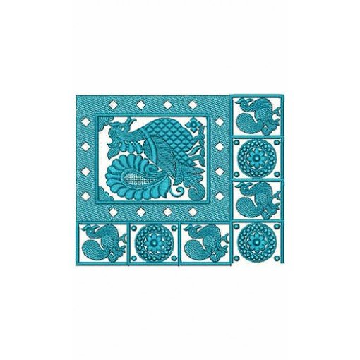 Peacock Frame Big Border Embroidery Design 23766