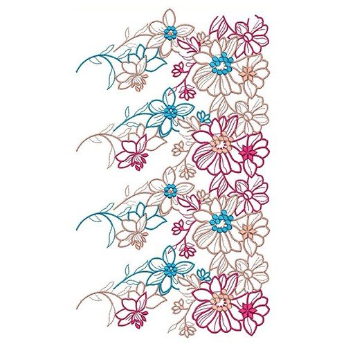 Pink Floral Big Border Embroidery Design 24262