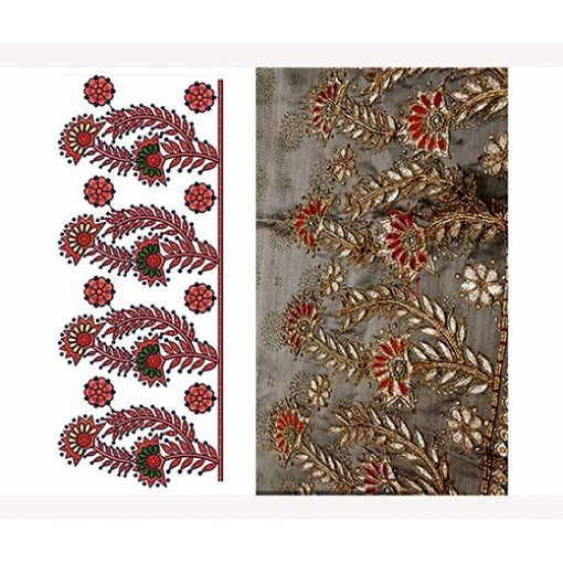 Quirky Design In Big Border Embroidery 24276