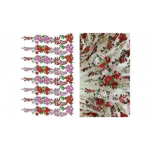 Trailing Flower Vine Big Border Design In Embroidery 24294