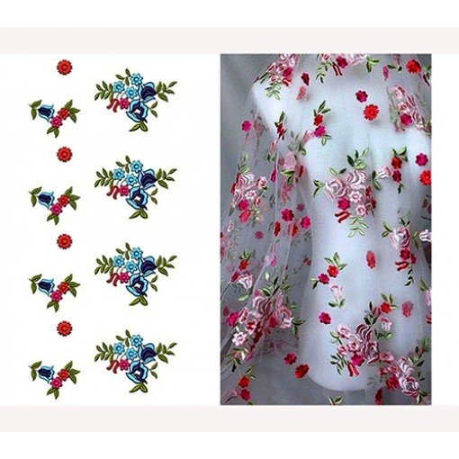 Pink And Red Flower Big Border In Embroidery Design 24296