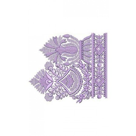 Lavender Flower Big Border Design In Embroidery 24478
