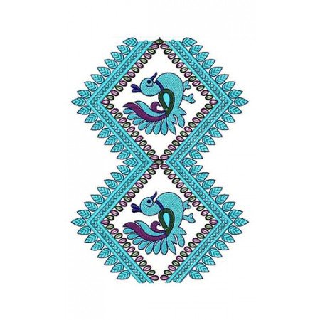 Peafowl In Rhombus Shape Big Border Embroidery Design 24550