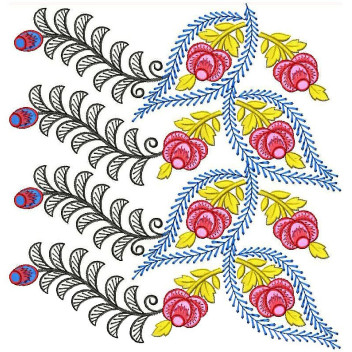 Bunch Of Flower Big Border Embroidery Designs 25755