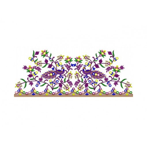Beautiful Peacock Big Border Embroidery Design 25890