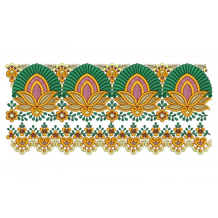 Embroidery Border With Traditional Malaysian Motifs