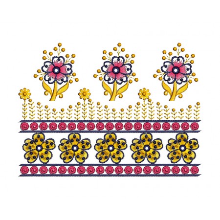 Embroidery Flower Border Design
