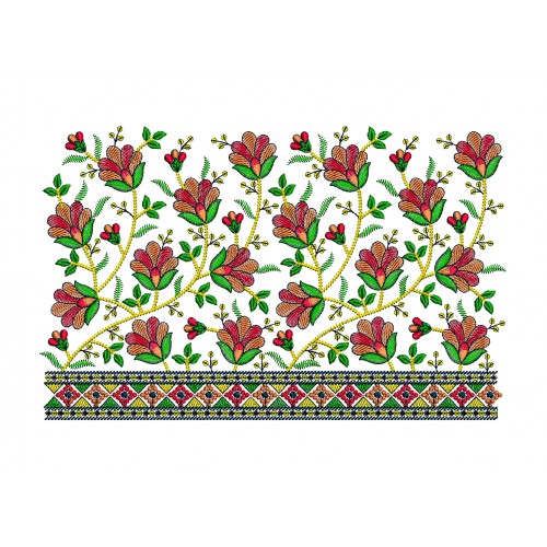 Flower Border Embroidery Pattern