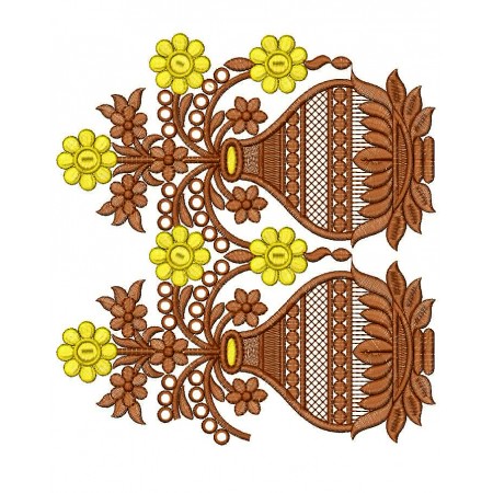 Flower Pot Border Embroidery Design 25713