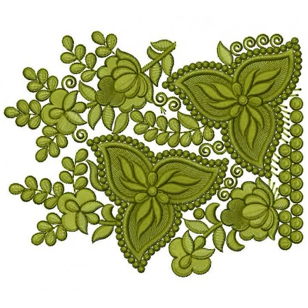 Green Leaf Border Embroidery Design 25310