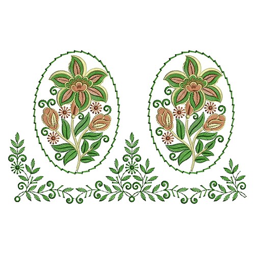 Green Leaves Embroidery Border