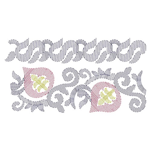 Kantha Embroidery Run Stitches Border