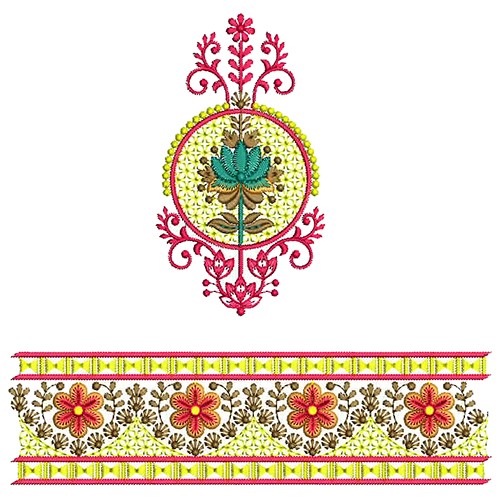 Lotus Embroidery Border