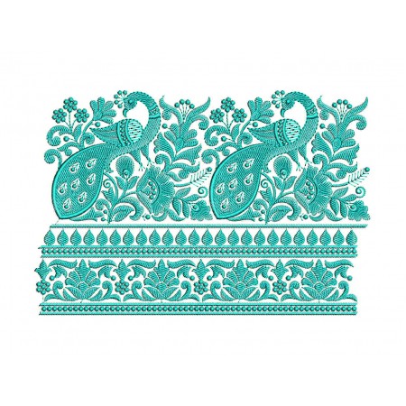 Peacock Border Embroidery Design
