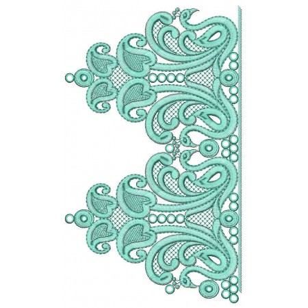 Satin Stitch in Beautiful Peacock Border Embroidery Design 24779