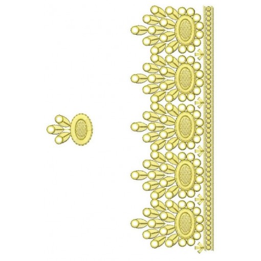Simple Mirror Work Border Embroidery Design 24813