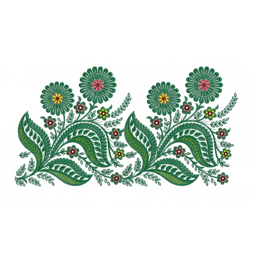 Spring Flowers Embroidery Border
