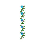 Blue Gerbera Floral Vine Border Embroidery Design