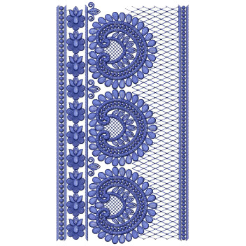 Pansy Style Border Embroidery Design 25439