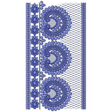 Pansy Style Border Embroidery Design 25439