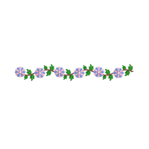 Cornflower Vine Vertical Border Embroidery Design
