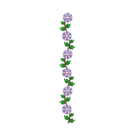 Cornflower Vine Vertical Border Embroidery Design