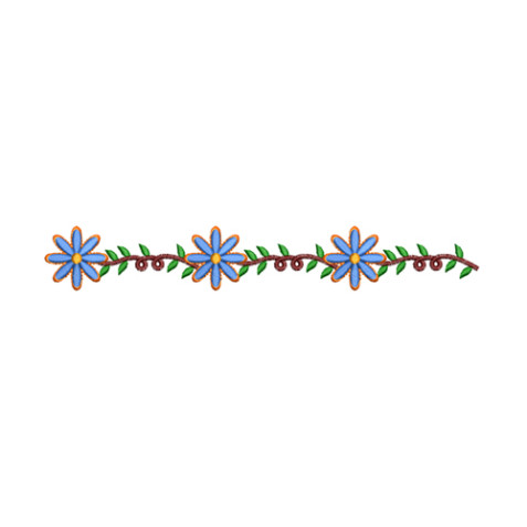 Daisy Vine Vertical Border Embroidery Design