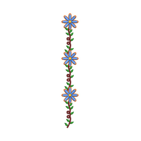Daisy Vine Vertical Border Embroidery Design
