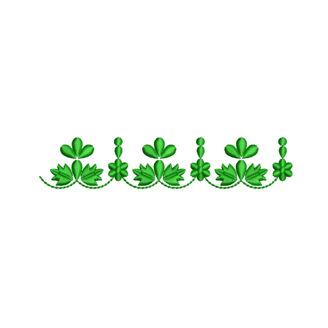 Elegant Single-Color Clover Leaf Repeating Embroidery Design