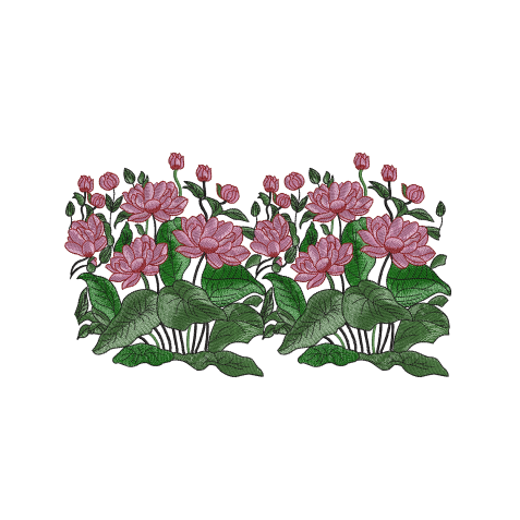 Lush Pink Lotus Flower Embroidery Design