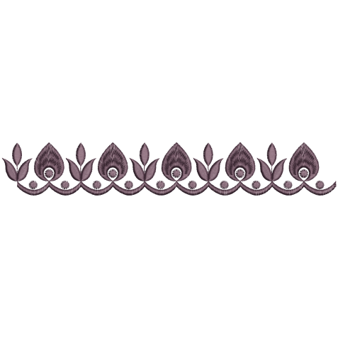 Mauve Paisley Lace Vertical Border Embroidery Design