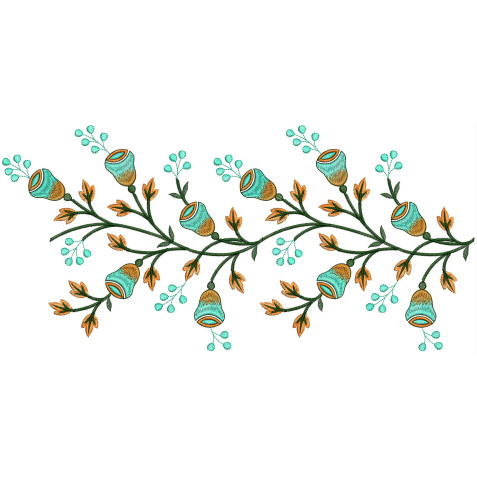 Elegant Floral Border Machine Embroidery Design - Kurti & Home Decor