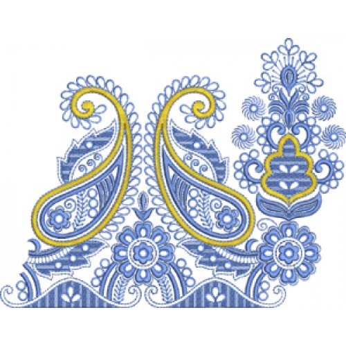 Paisley With Flower Embroidery Design