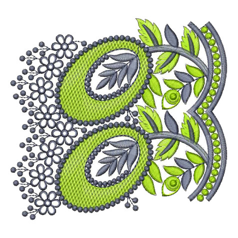 Peacock Feather Style Bigborder Embroidery Design 25356