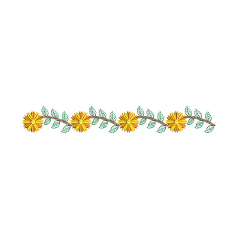 Simple Daisy Vine Vertical Border Embroidery Design