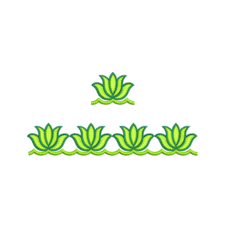 Simple Floating Lotus Border Embroidery Design