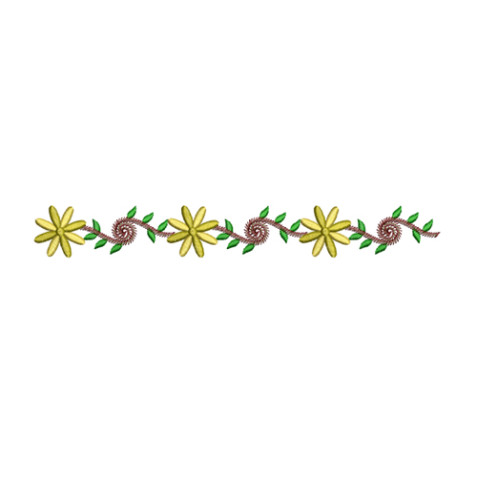 Spiral Vine Daisy Border Embroidery Design