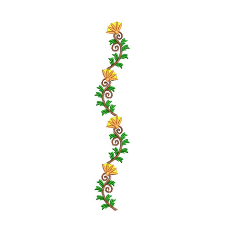 Winding Spiky Flower Vine Border Embroidery Design