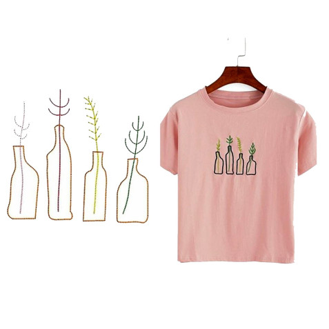 New T-shirt Harajuku Bottle Plants Pattern 30398